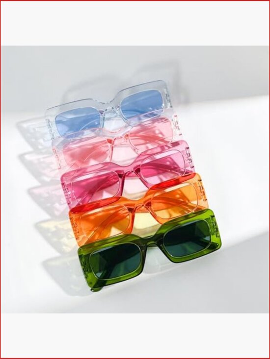 10 Pack Retro Chunky Rectangle Sunglasses UV Protection Party Favors main image 7